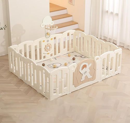 Baby Playpen Foldable & Sturdy Play Yard 30 Square Feet (16 Panel, Astronaut)