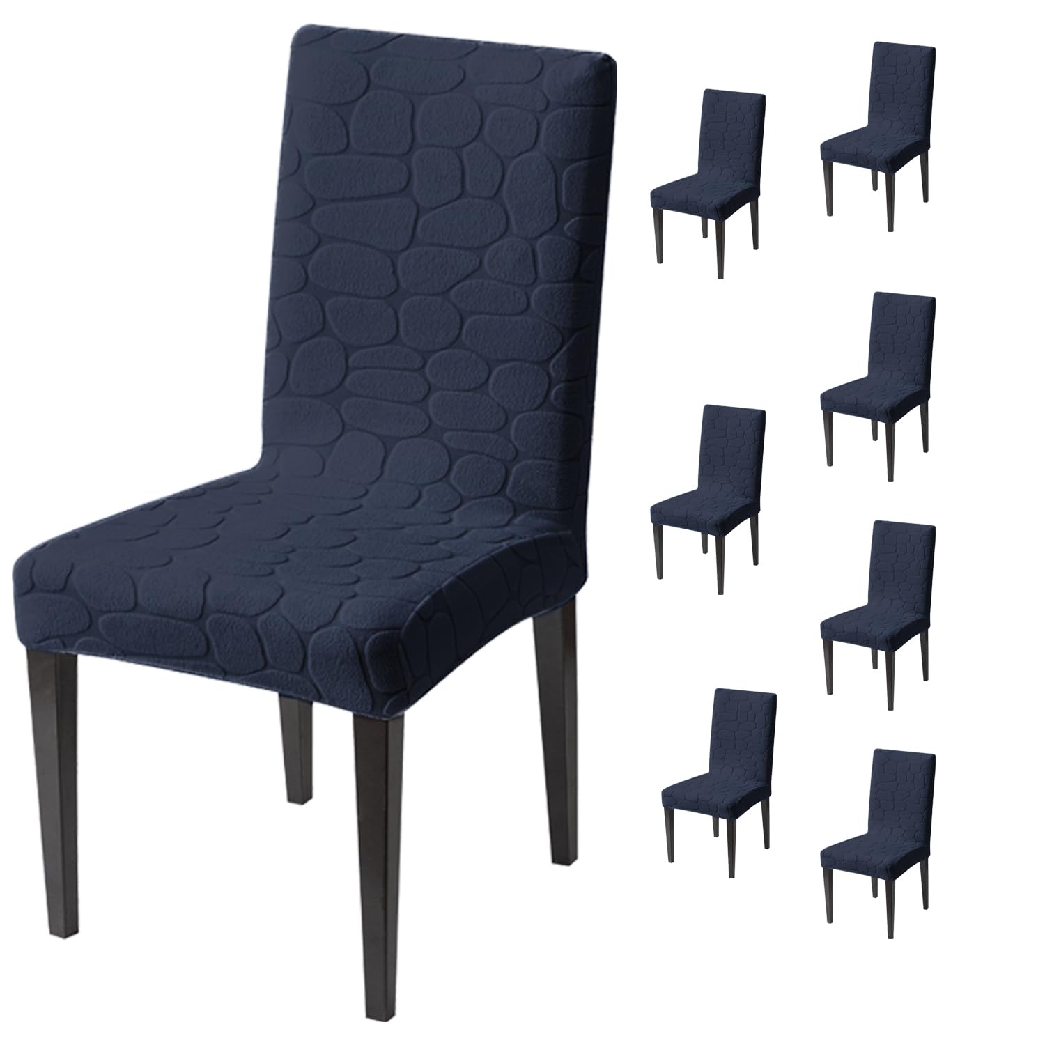 Premium Stretch Dining Chair Covers – 220 GSM Thick Jacquard Fabric- Navy