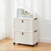 Foldable Storage Box Cart with Wheels & Handle (White)