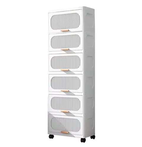 Stackable Collapsible Storage Boxes with Wheels and Doors – Versatile Plastic ( White 40 cm)