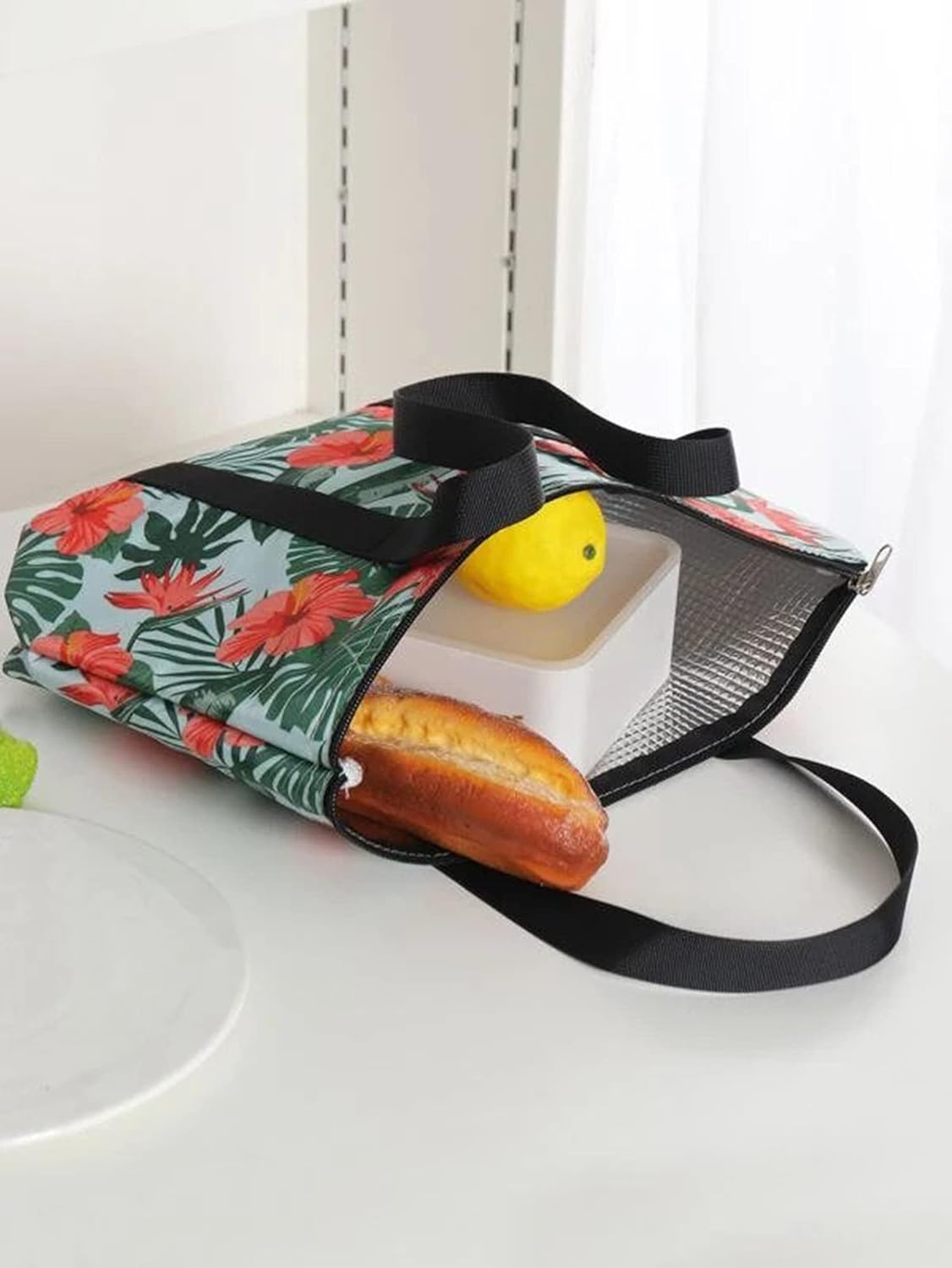 Reusable Linen Lunch Bag with Aluminum Foil