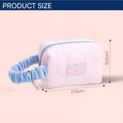 Korean Quilted Makeup Bag for Women, Heart Pattern Cosmetic Pouch