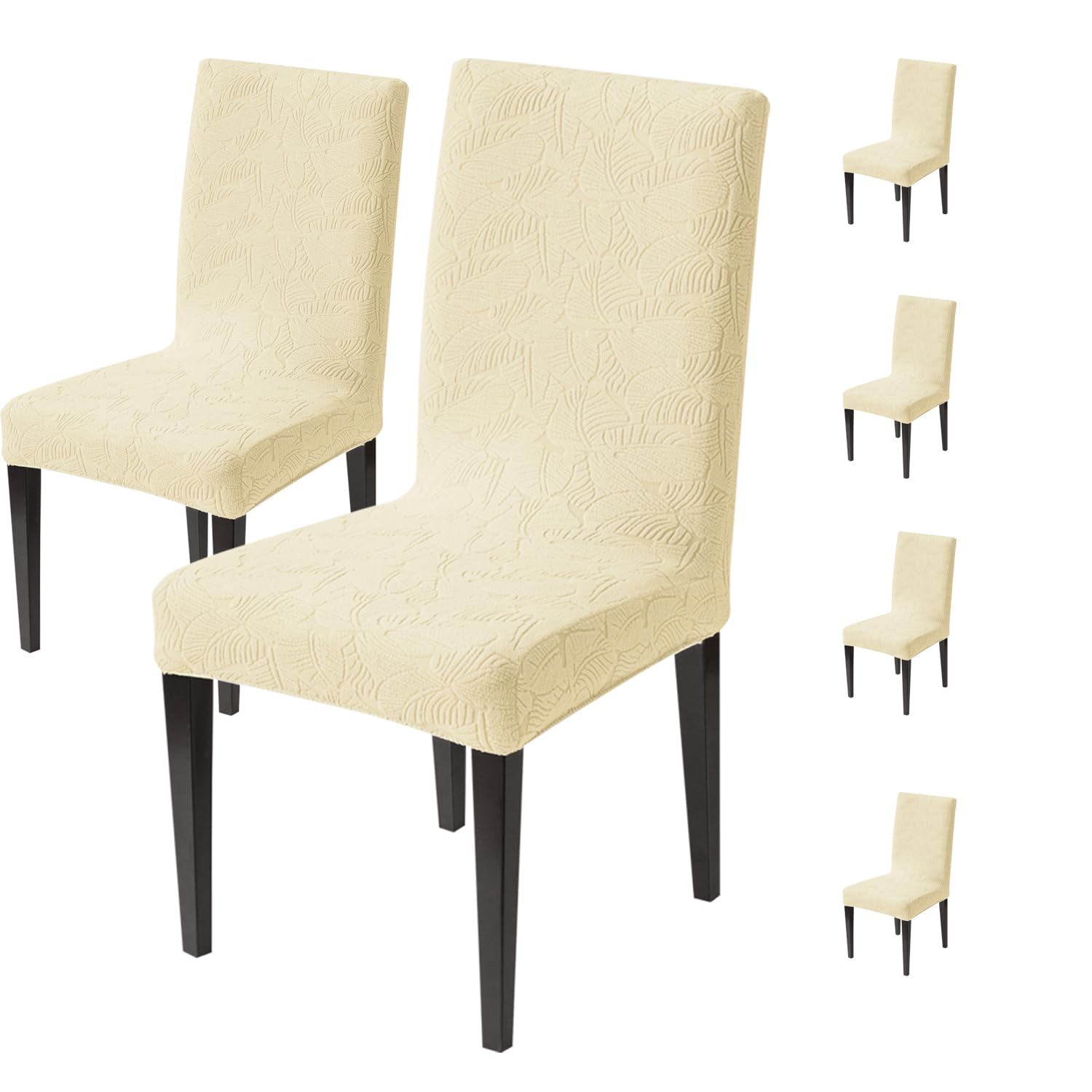 Stretchable Jacquard Dining Chair Cover – Universal Fit, 220 GSM-Khaki