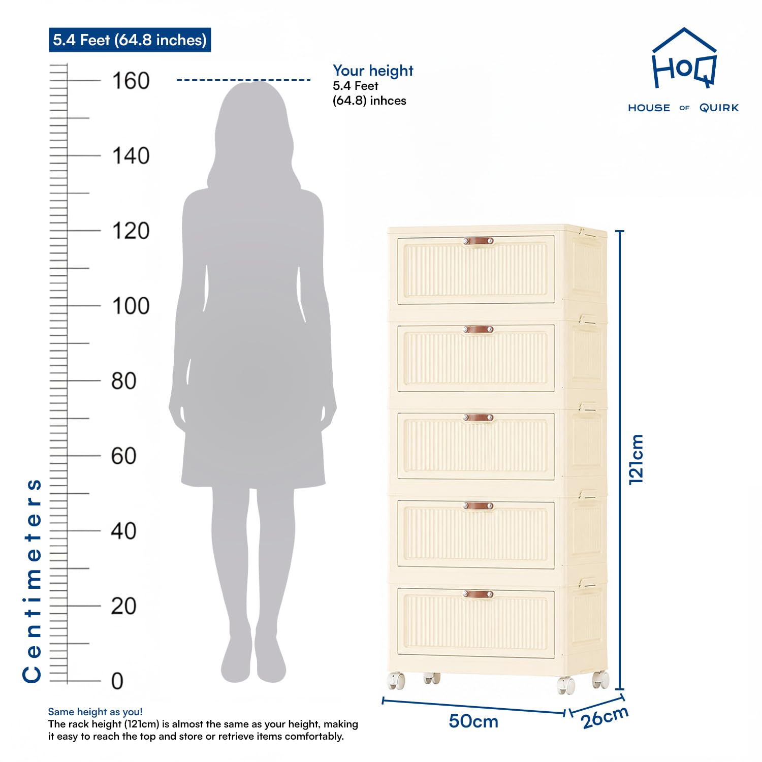 Slim Bathroom Storage Cabinet with Wheels & Drawers - White
