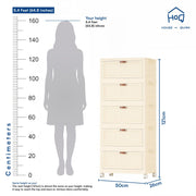 Slim Bathroom Storage Cabinet with Wheels & Drawers - White