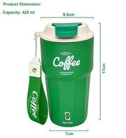 Stainless Steel Coffee Mug, 420 ML Spill Proof Travel Mug with Lid Tumbler