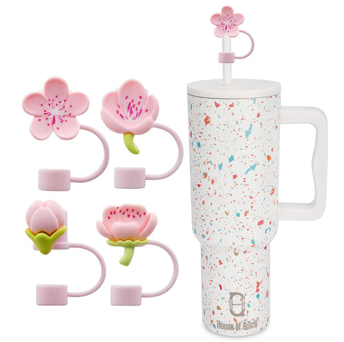 4PCS Silicone Bow Straw Covers Cap 10mm-Peach Blossom (Tumbler Not Included)