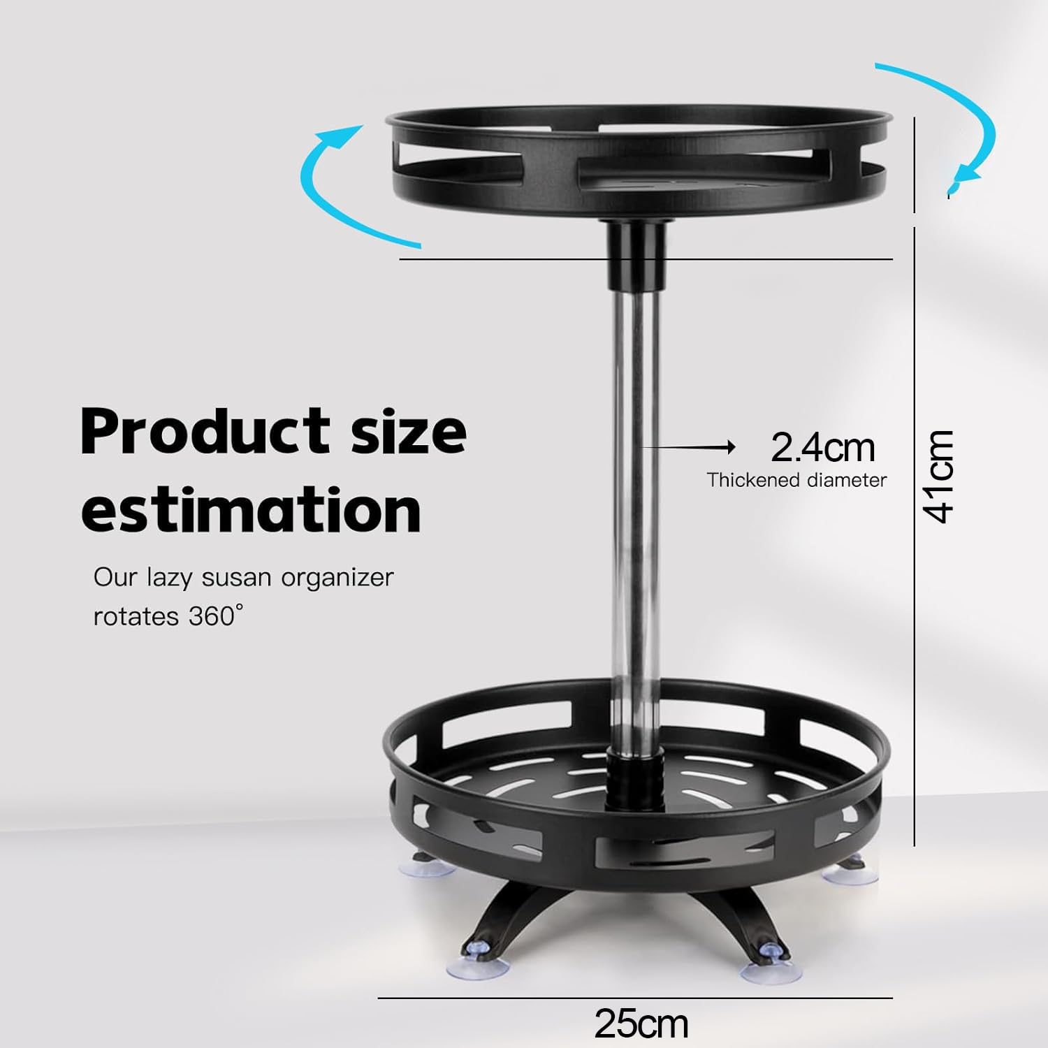 2-Tier Rotating Lazy Susan Organizer – Adjustable Metal Spice Rack for Kitchen & More