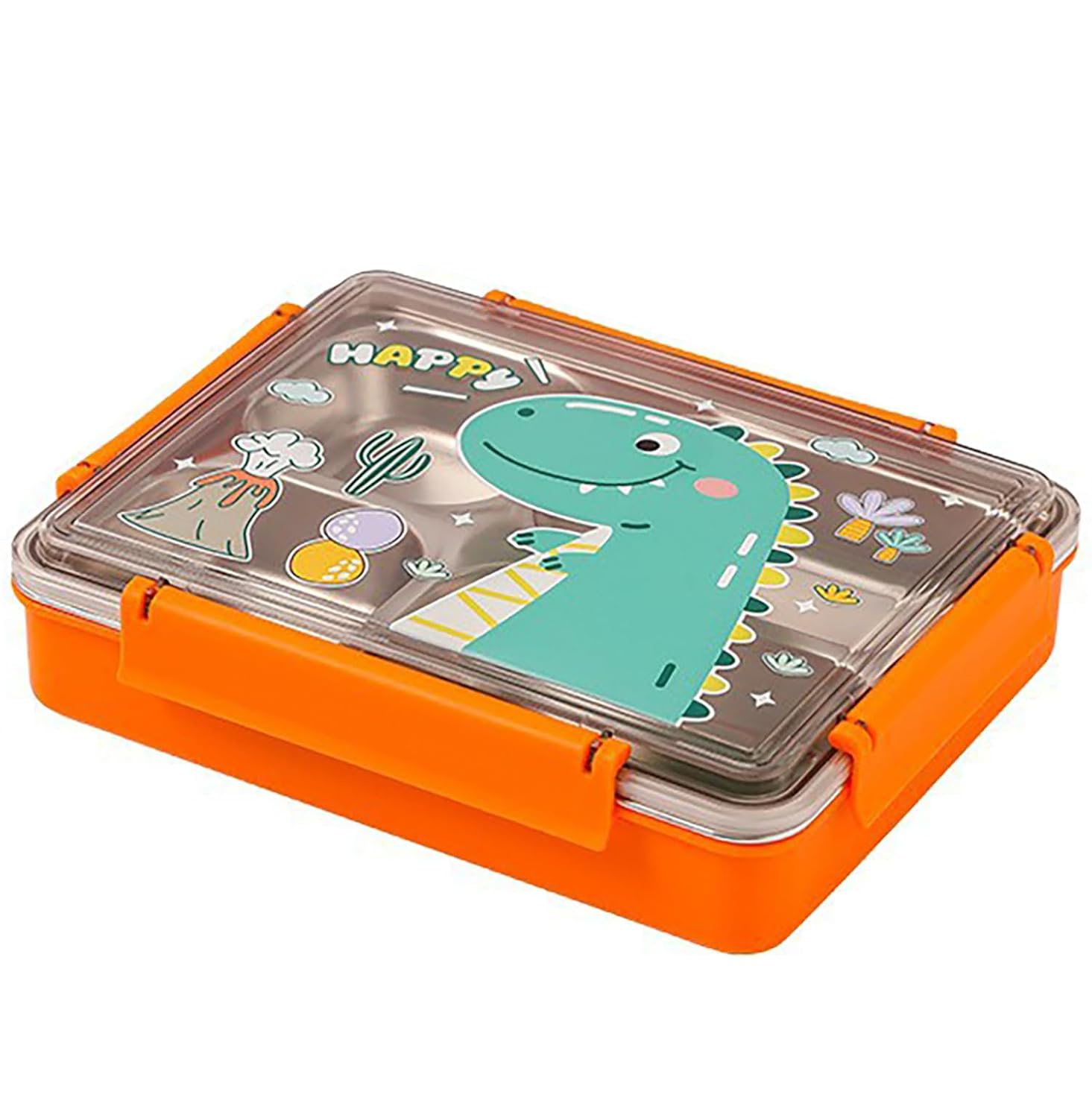 304 Stainless Steel Lunch Box for Kids, 4 Compartment Leak-Proof Bento Box with Lid