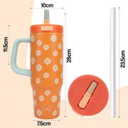 1200ML Stainless Steel Tumbler with Handle & Pop-Up Lid (Printed)