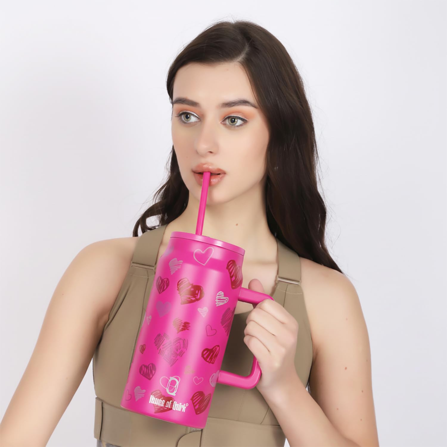 1500ML Mug Tumbler with Handle and Straw Lid (Printed)