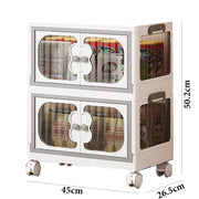 2 Layer Storage Box Wardrobe with Wheels (45cm, White)