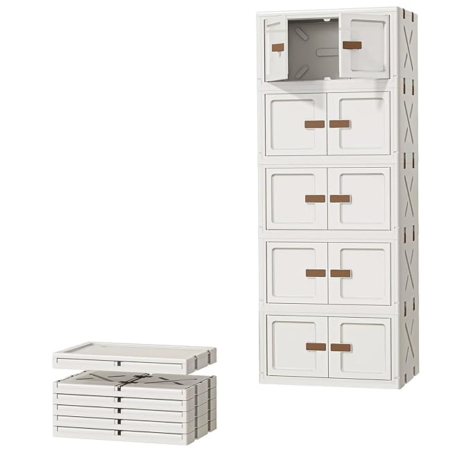 4 Layer Plastic Storage Box – Flip Cabinet (40cm, Cream)