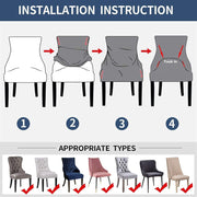 Wingback American Side Chair Slipcover-Beige White Triangle