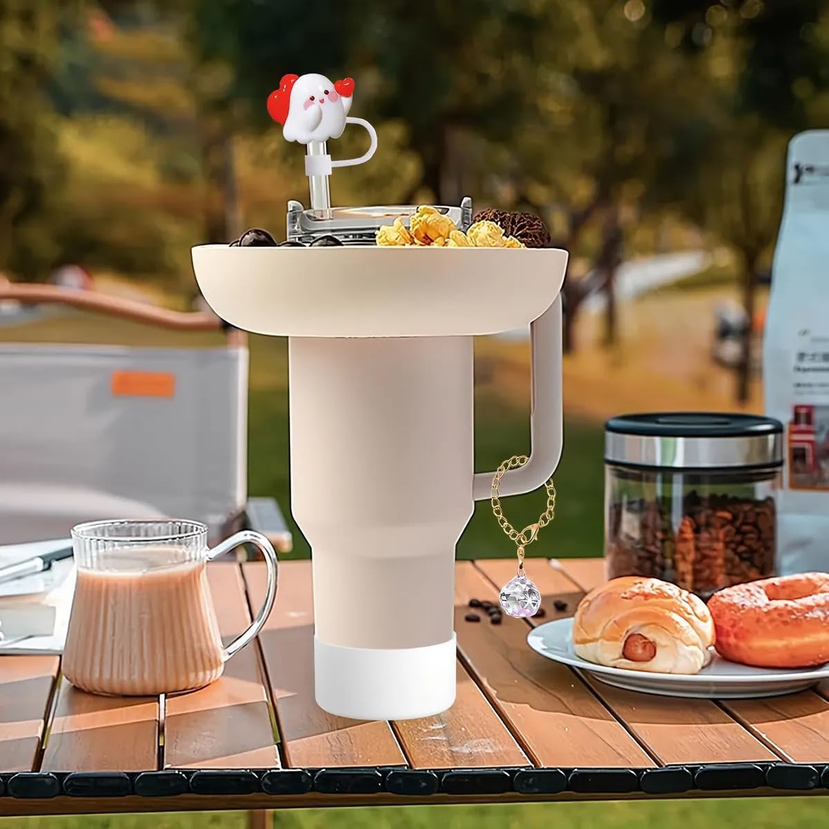 5Pcs Plastic Snack Bowl & Silicone Cup Boot Set for 40oz Tumbler with Handle( Tumbler Not Inclued)