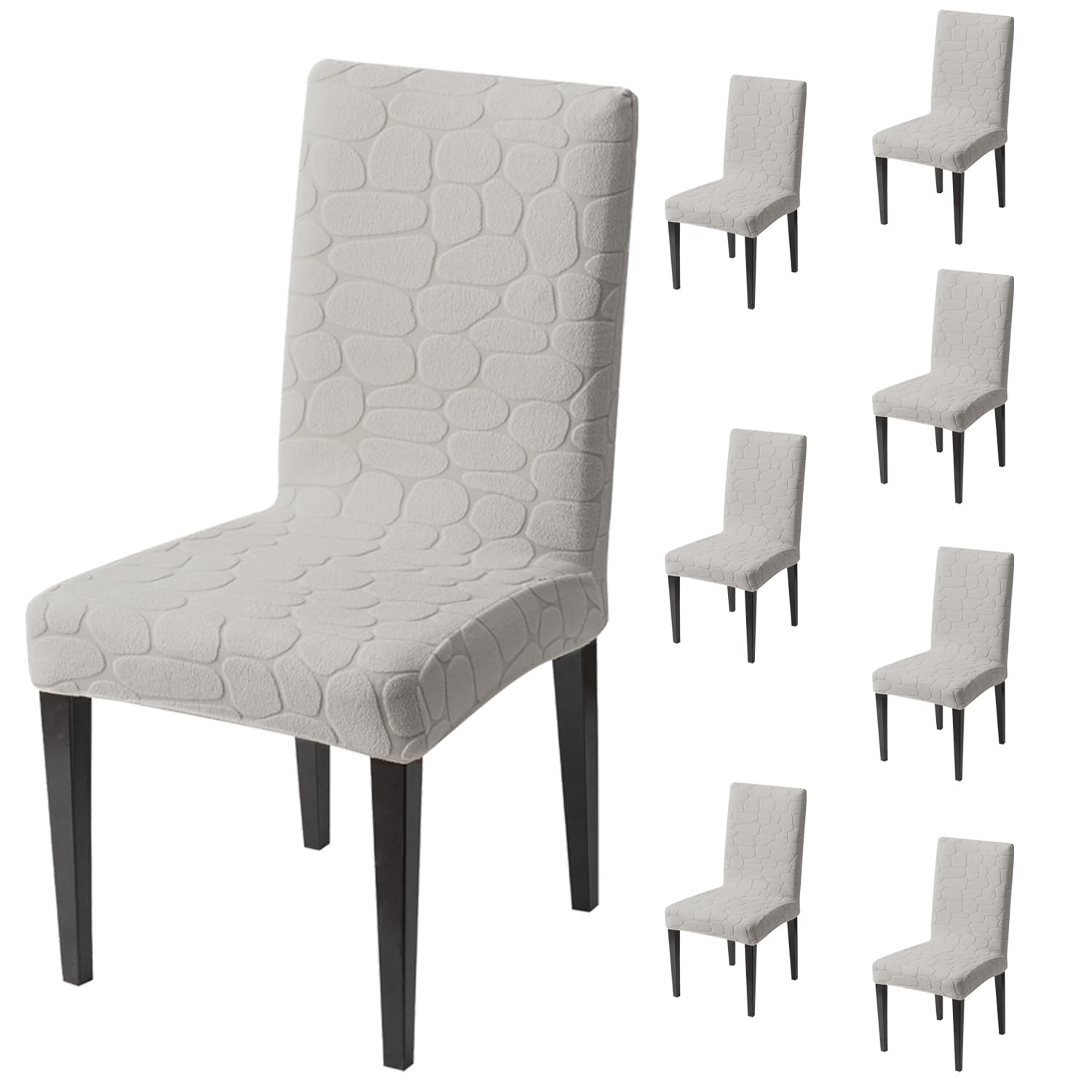 Premium Stretch Dining Chair Covers – 220 GSM Thick Jacquard Fabric- Grey