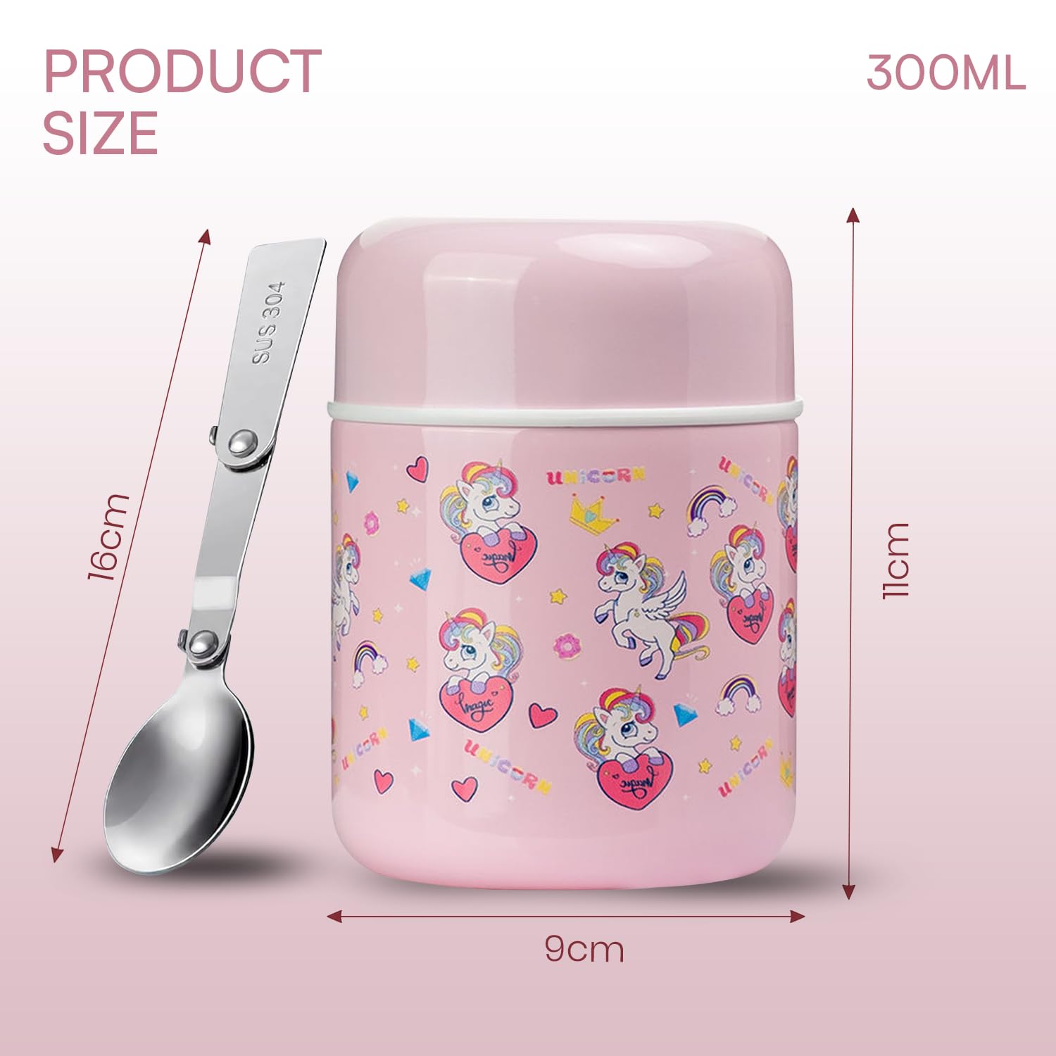 304 Stainless Steel Baby Feeding Bowl with Spoon 300ml