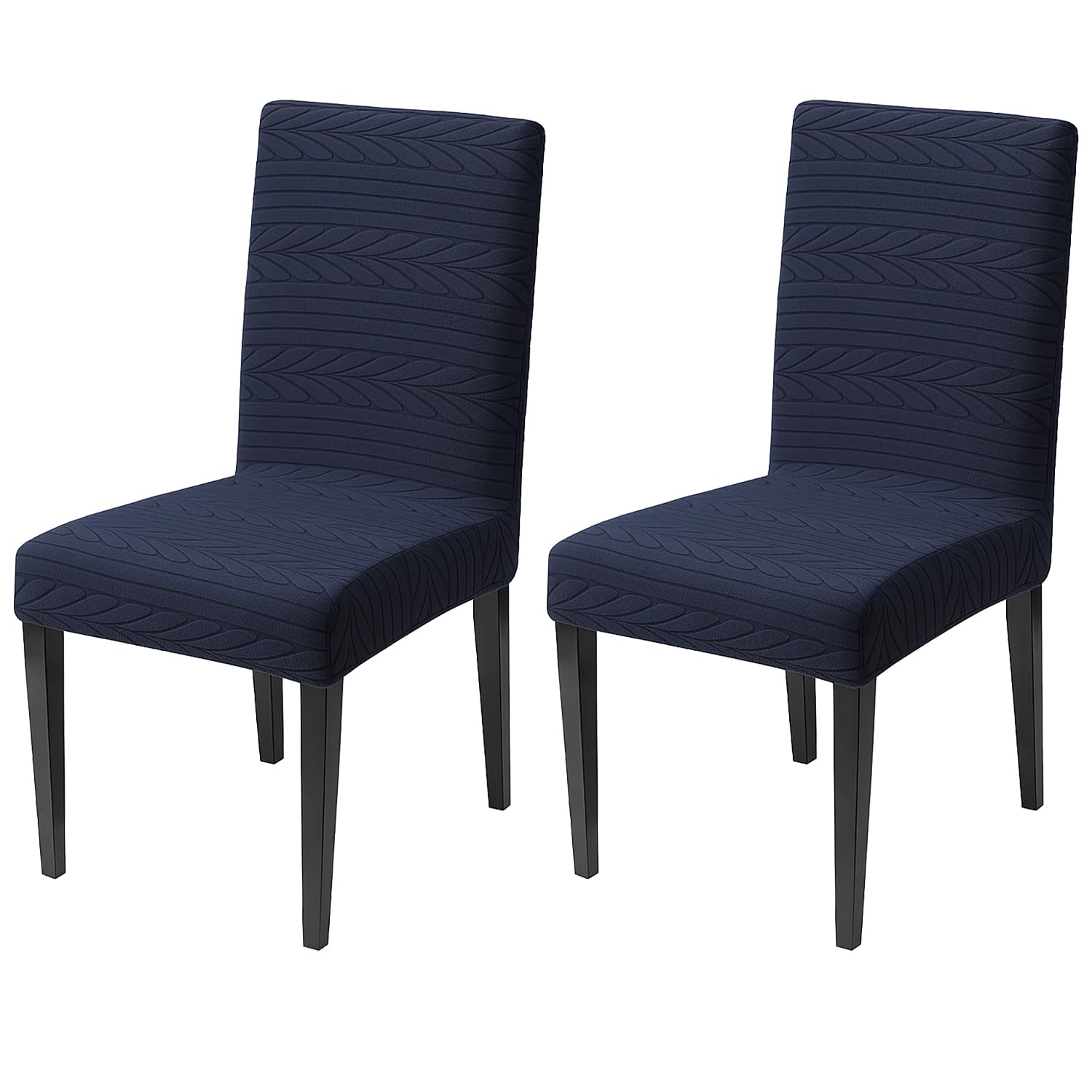 Flexible Stretch Dining Chair Cover 220 GSM Jacquard Fabric, Universal Fit (Navy)