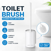 Toilet Brush with Aluminum Handle & Holder Plastic Bristles Wall Mounted