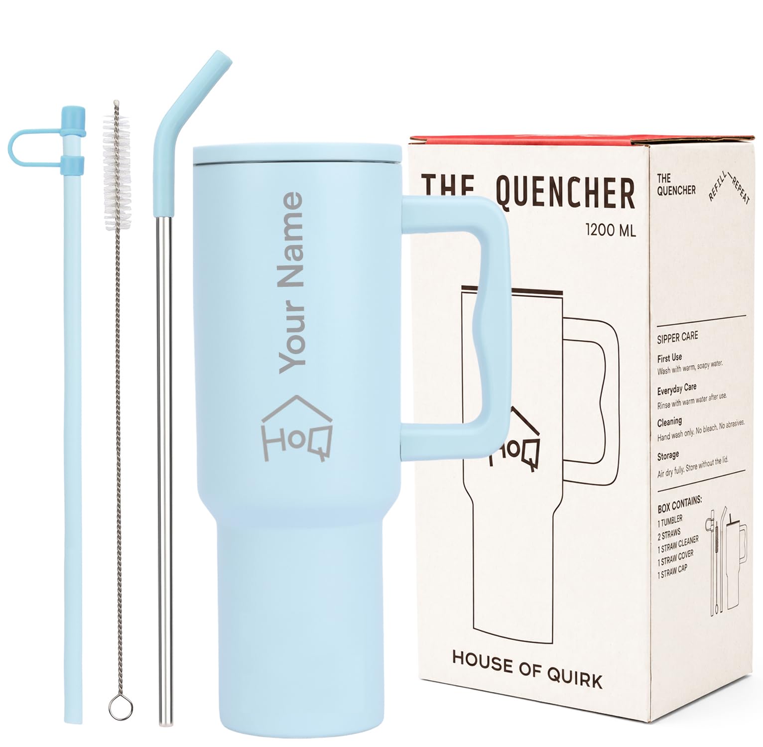 1200ML Custom Name – Personalized Stainless-Steel Vacuum Tumbler(Non-Returnable & Non-Replaceable)