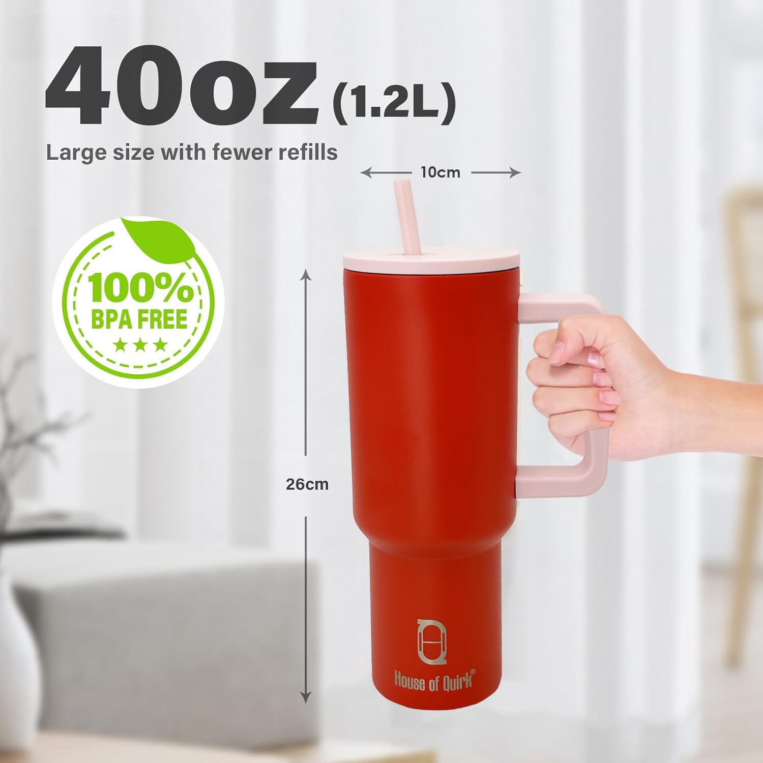 Stainless Steel Vacuum Insulated Tumbler with Straw and Lid & Handle - (1200 ML)