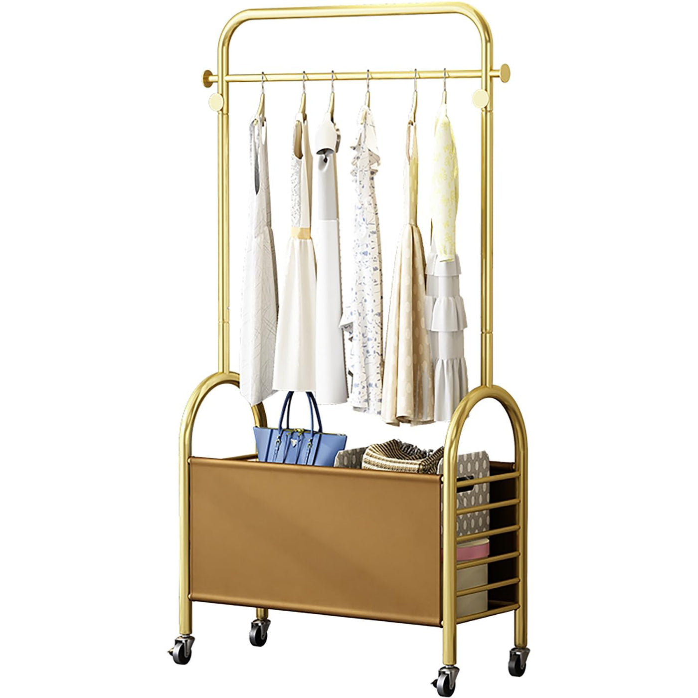 Premium Rolling Corner Coat Rack Elegant Luxury Hanger - (Gold 80 cm)