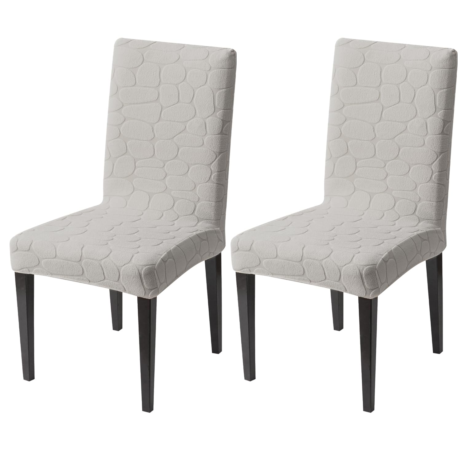 Premium Stretch Dining Chair Covers – 220 GSM Thick Jacquard Fabric- Grey
