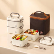 304 Stainless Steel Lunch Box with Divider, Lunch Bag & Spoon (Beige)