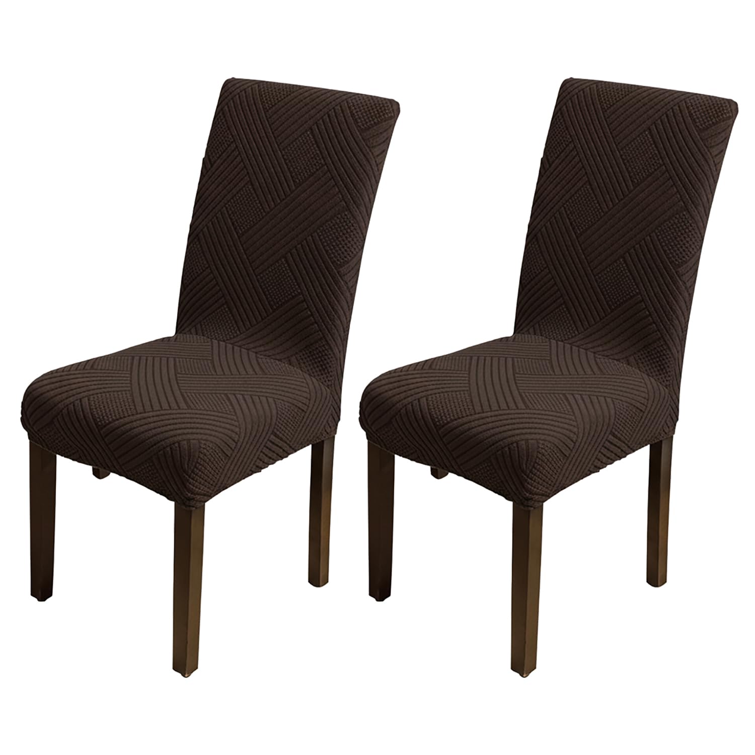 Universal Fit Elegant Jacquard Chair Cover – 220 GSM Stretch Fabric (Brown)