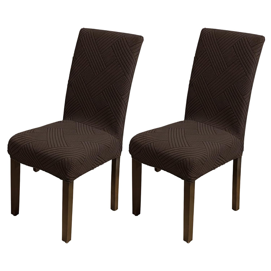 Universal Fit Elegant Jacquard Chair Cover – 220 GSM Stretch Fabric (Brown)