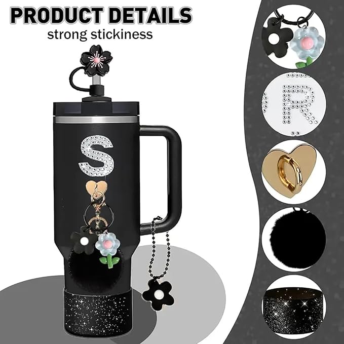 8PCS Cup Accessories Set Alphabet Letter Charms (Raspberry) Tumbler Not Included