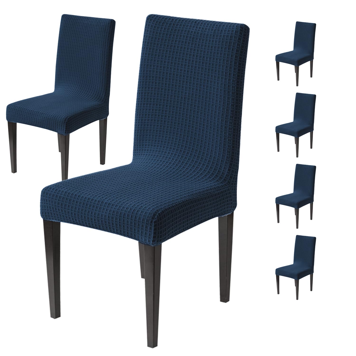 Decorative Dining Chair Cover 220 GSM Stretch Jacquard Fabric (Navy)