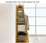 Bamboo Wood Garment Clothing Rack with 5 Tiers Storage Shelf- Tan