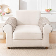 Ridge Plush Sofa Mat Floral Design - Almond