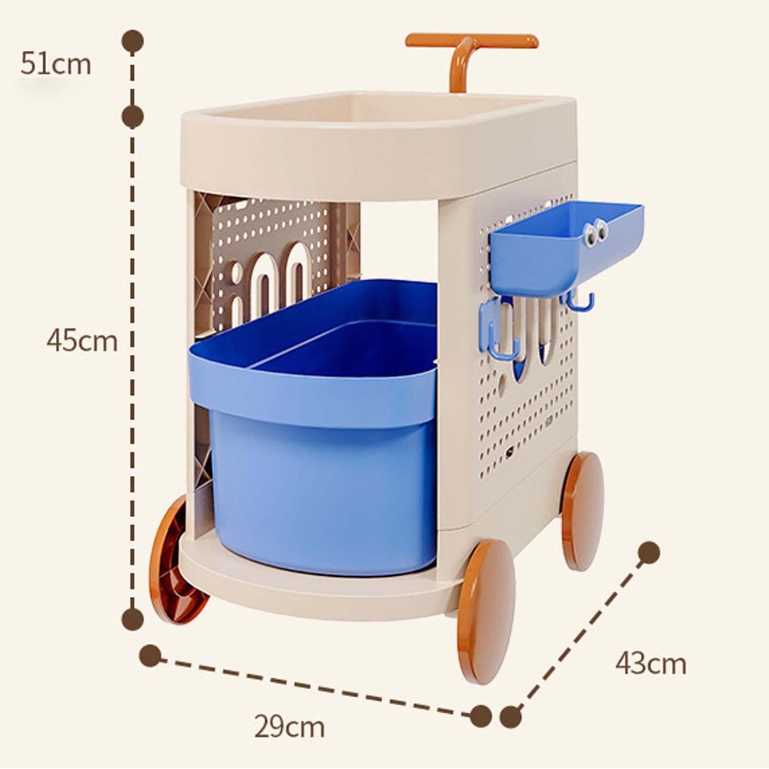 Portable Bookshelf Storage Trolley Multifunctional Utility Organizer