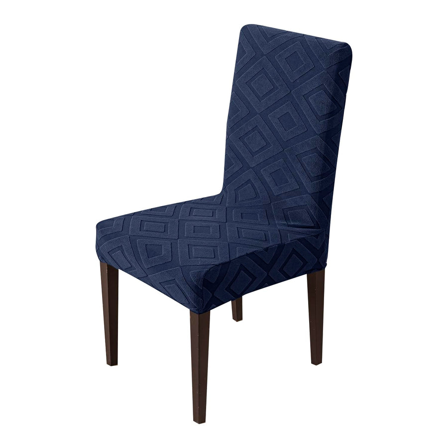 Stretchy Universal Jacquard Fabric Diamond Texture 220 GSM Chair Cover-Navy