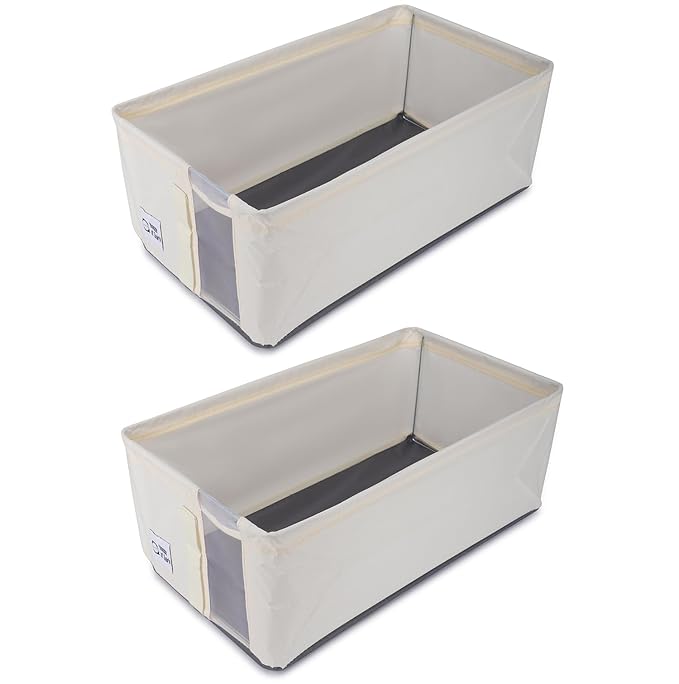 Oxford Cloth Storage Bins Closet & Wardrobe Shelves (Small Beige)