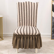 Turkish Bubble Frill Chair Cover (Beige Stripe)