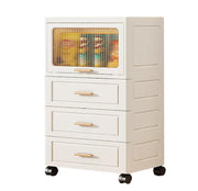 Bathroom Floor Storage Box Freestanding Box with Drawers Plastic (Beige)