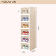 6-Layer Foldable & Stackable Shoe Cabinet with Transparent Front Door (Transparent)