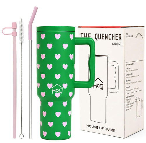 1200ML Stainless Steel Tumbler with Handle & Lid, 2 Straws (Matcha Kiss)