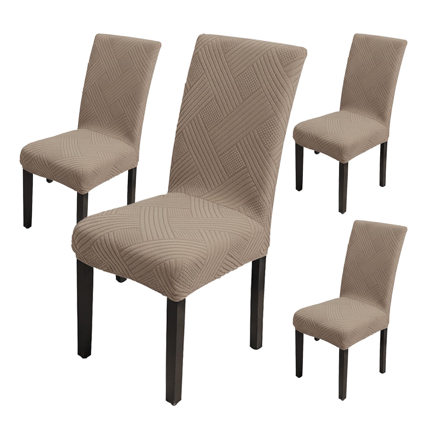 Universal Fit Elegant Jacquard Chair Cover – 220 GSM Stretch Fabric (Khaki)
