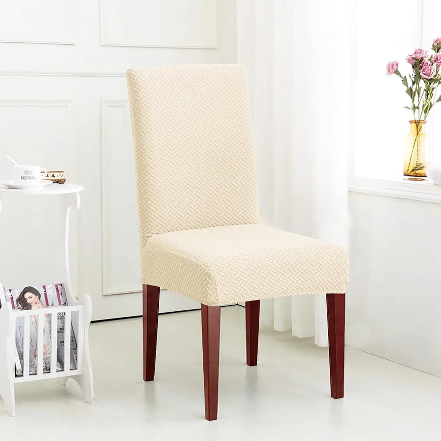 Elastic Jacquard Chair Cover Stretch Removable (cream)