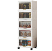 Foldable Storage Box ,Closet Organizers Plastic with doors and lids White 55 CM
