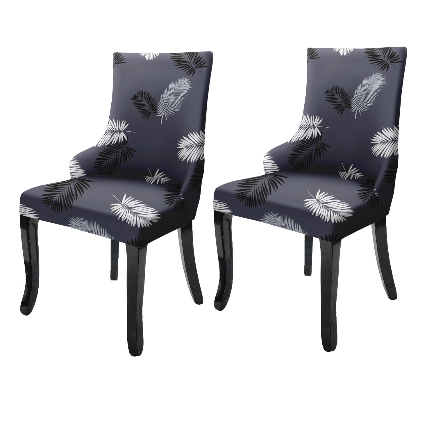 Wingback American Side Chair Slipcover-Dark Grey Fern)