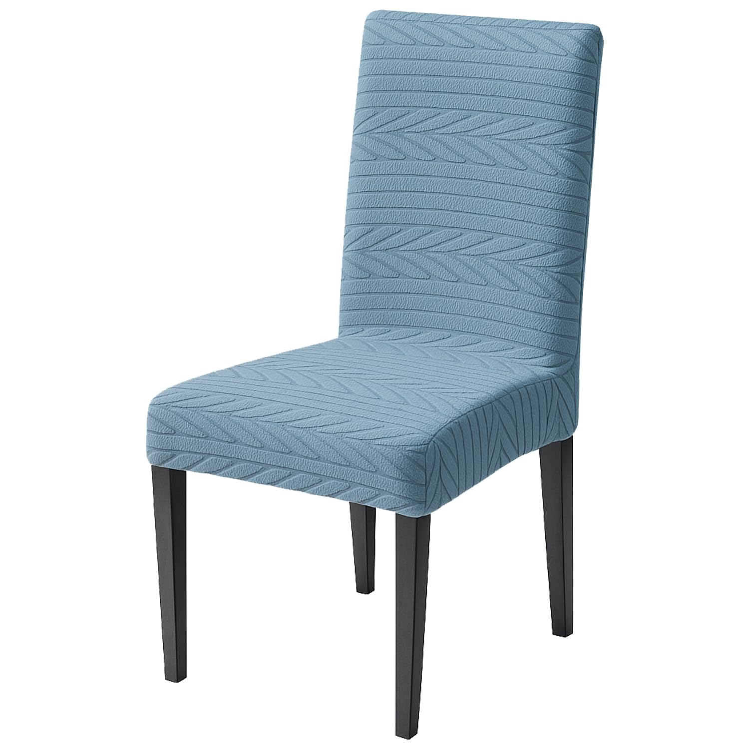 Flexible Stretch Dining Chair Cover 220 GSM Jacquard Fabric Universal Fit (Light Blue)