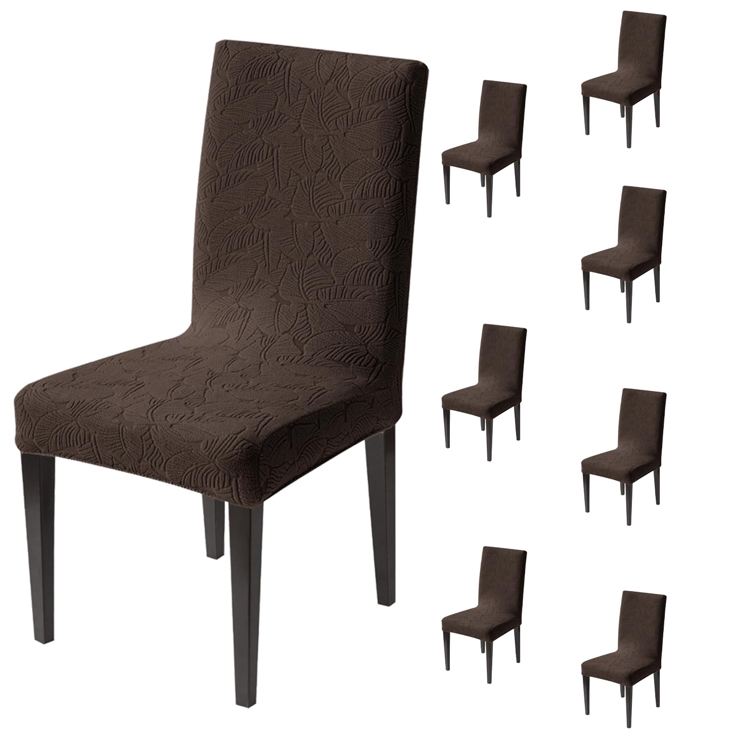 Stretchable Jacquard Dining Chair Cover – Universal Fit, 220 GSM-Brown