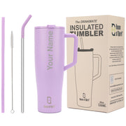 1200ML Custom Name Tumbler with Handle & 2 Straw Flip Lid (Non-Returnable & Non-Replaceable)
