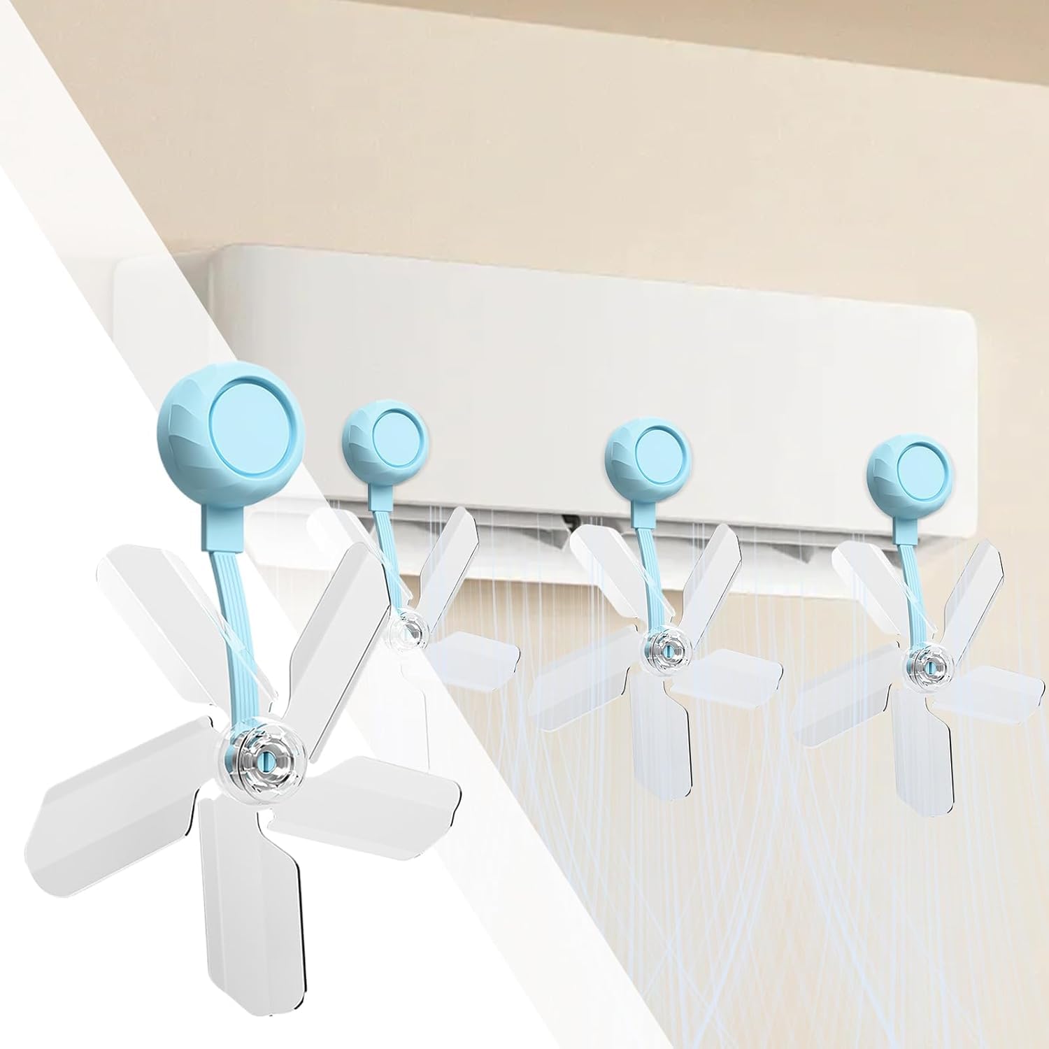 3-Piece Adjustable AC Wind Deflector with Suction Cups – Prevent Direct Cold Air (Blue)