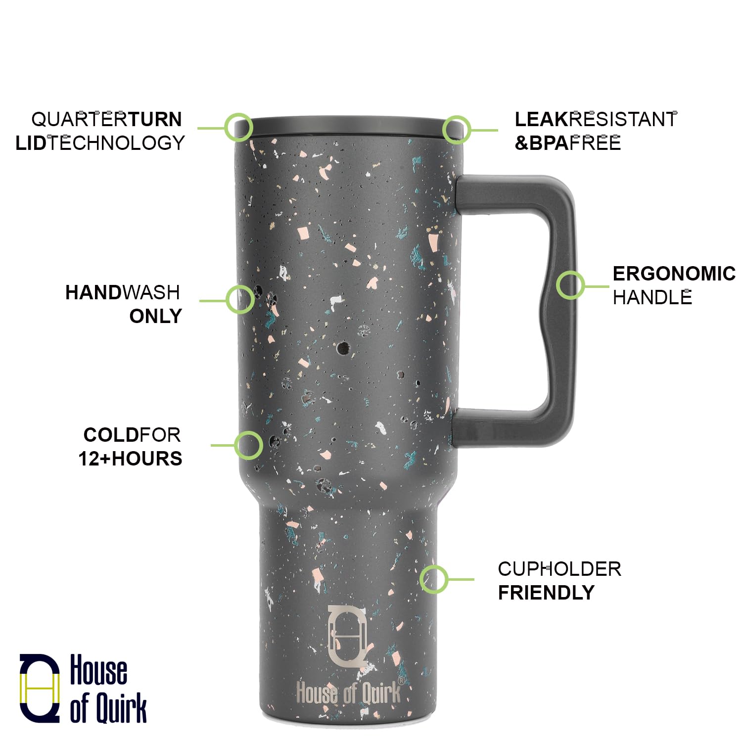 Stainless Steel Vacuum Insulated Tumbler with Straw and Lid & Handle - (1200 ML)